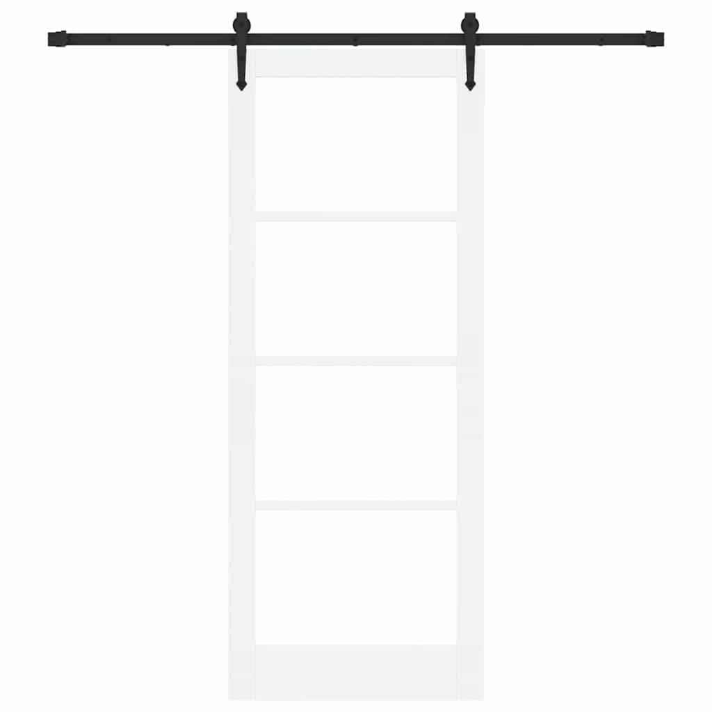 Skydedør 83 x 211 cm Massivt fyrretræ og glas Hvid og sort