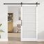 Skydedør 93 x 202 cm Massivt fyrretræ og glas Hvid og sort