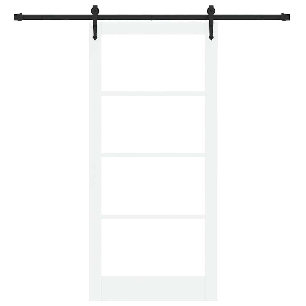 Skydedør 93 x 202 cm Massivt fyrretræ og glas Hvid og sort