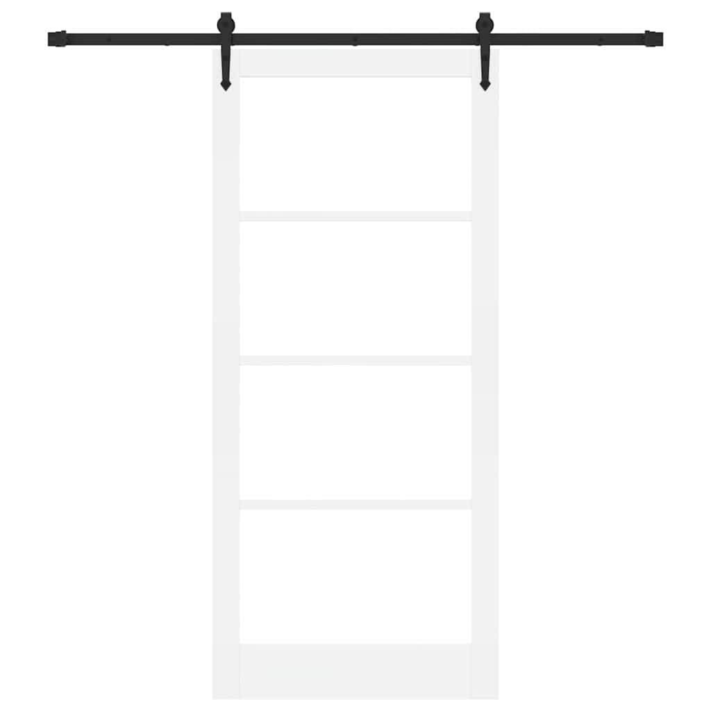 Skydedør 93 x 211 cm Massivt fyrretræ og glas Hvid og sort