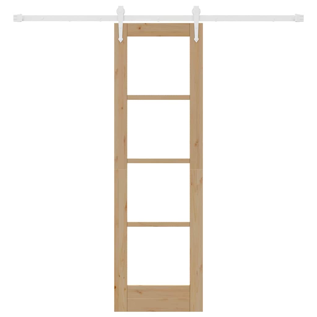 Skydedør 61 x 198,5 cm Massivt fyrretræ og glas Naturfarvet