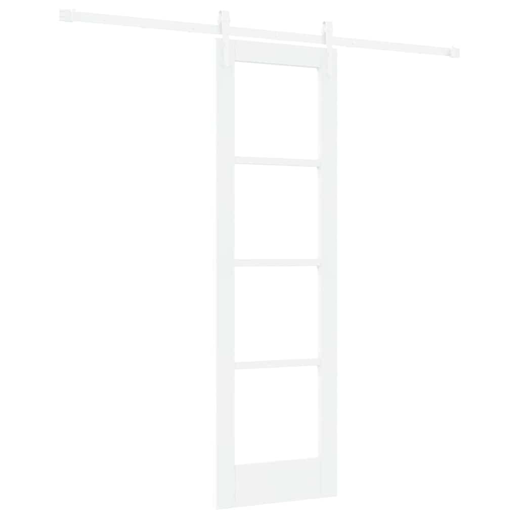 Skydedør 61 x 198,5 cm Massivt fyrretræ og glas Hvid