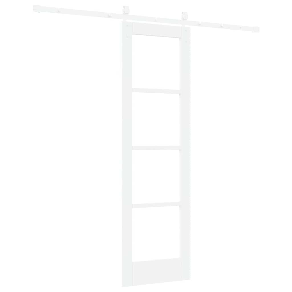 Skydedør 61 x 198,5 cm Massivt fyrretræ og glas Hvid