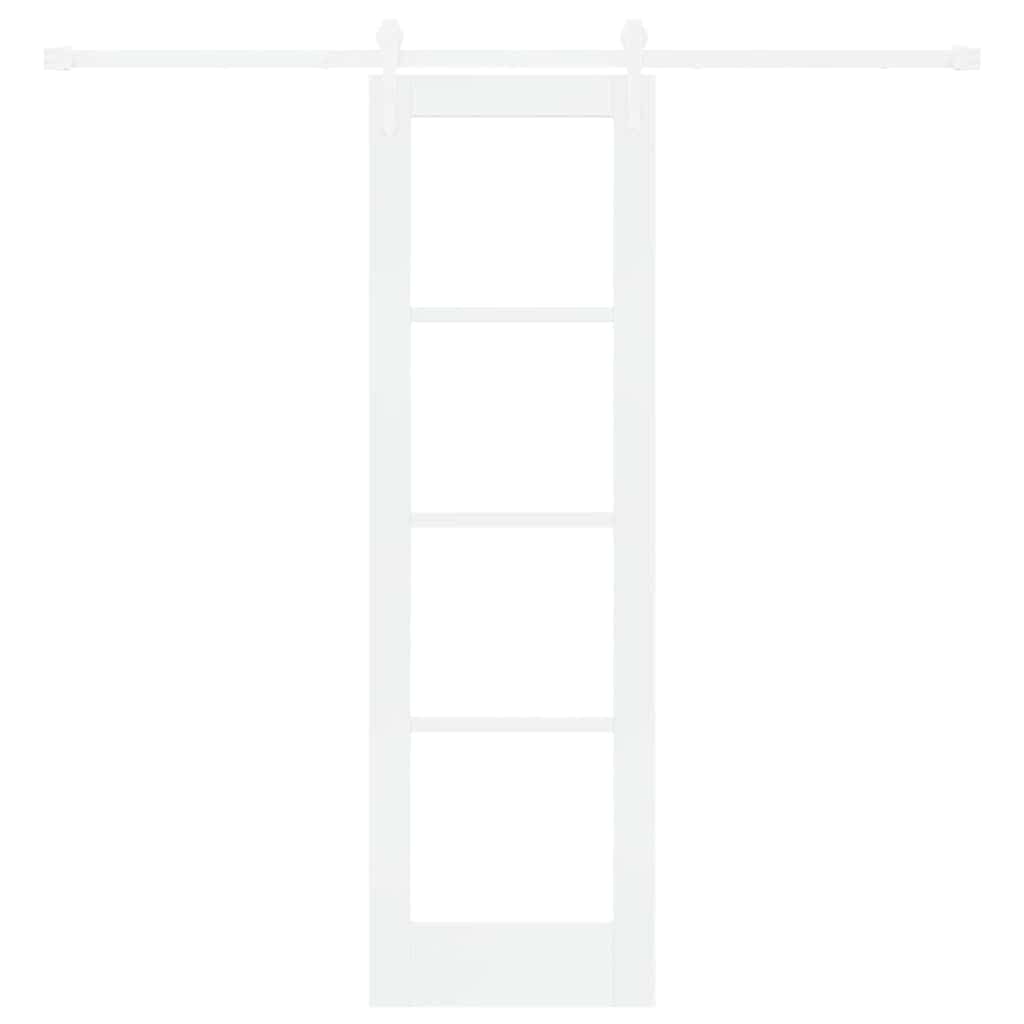 Skydedør 61 x 198,5 cm Massivt fyrretræ og glas Hvid