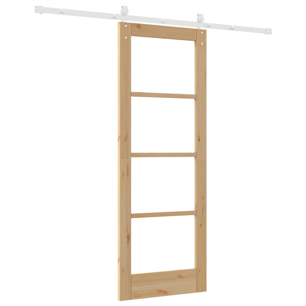 Skydedør 73,5 x 198,5 cm Massivt fyrretræ og glas Naturfarvet