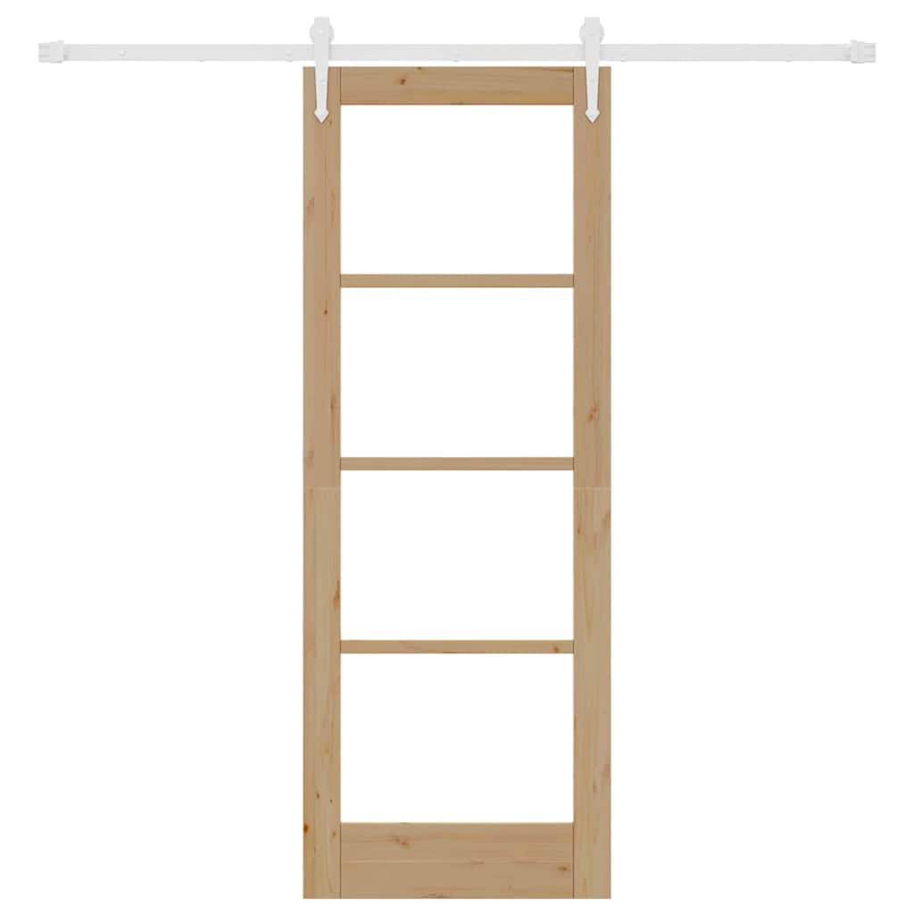 Skydedør 73,5 x 198,5 cm Massivt fyrretræ og glas Naturfarvet