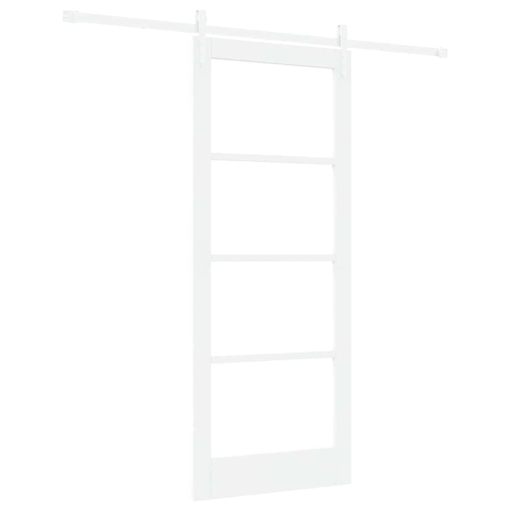 Skydedør 83 x 202 cm Massivt fyrretræ og glas Hvid