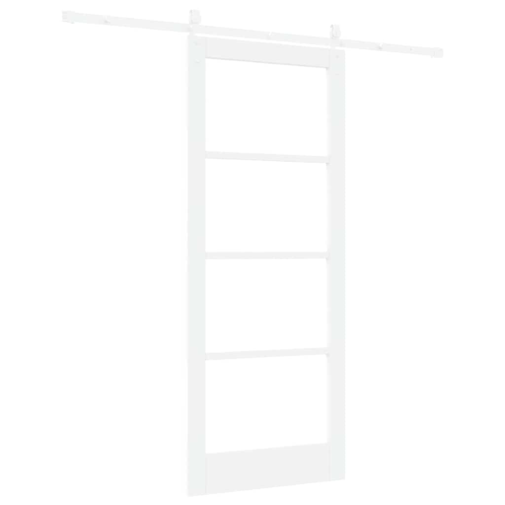 Skydedør 83 x 202 cm Massivt fyrretræ og glas Hvid