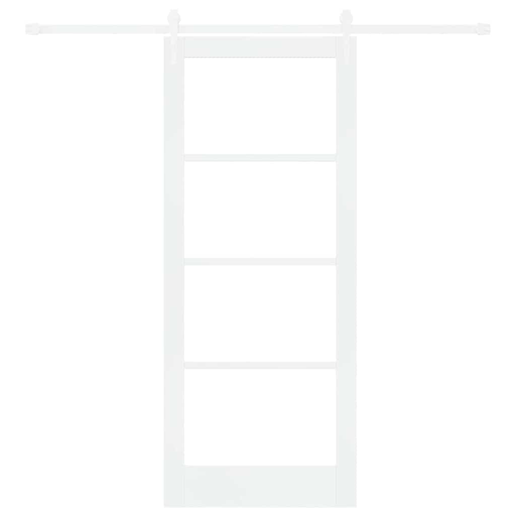 Skydedør 83 x 202 cm Massivt fyrretræ og glas Hvid
