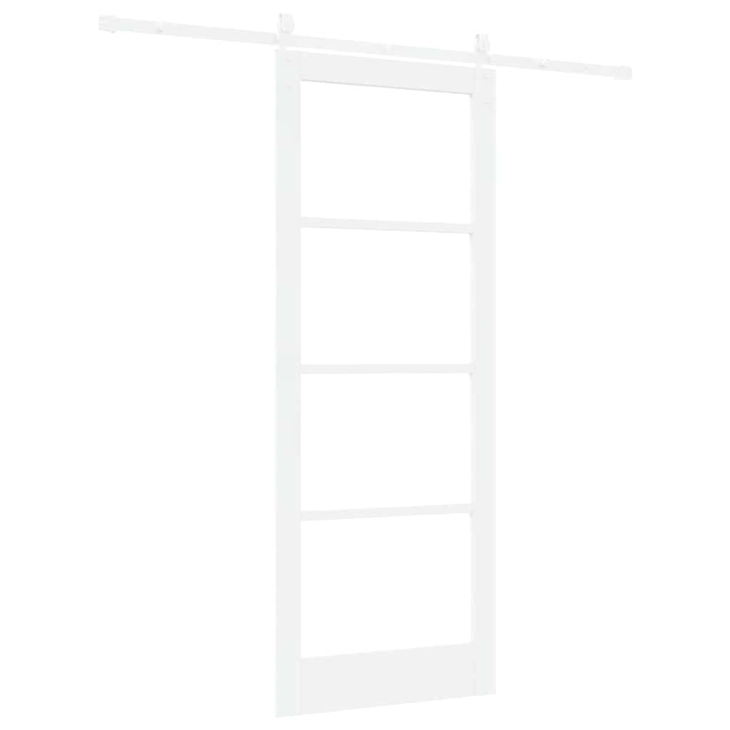 Skydedør 83 x 211 cm Massivt fyrretræ og glas Hvid