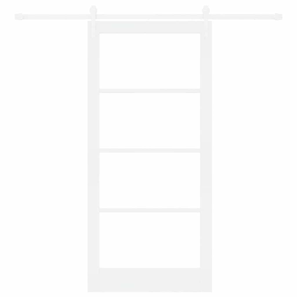 Skydedør 93 x 202 cm Massivt fyrretræ og glas Hvid