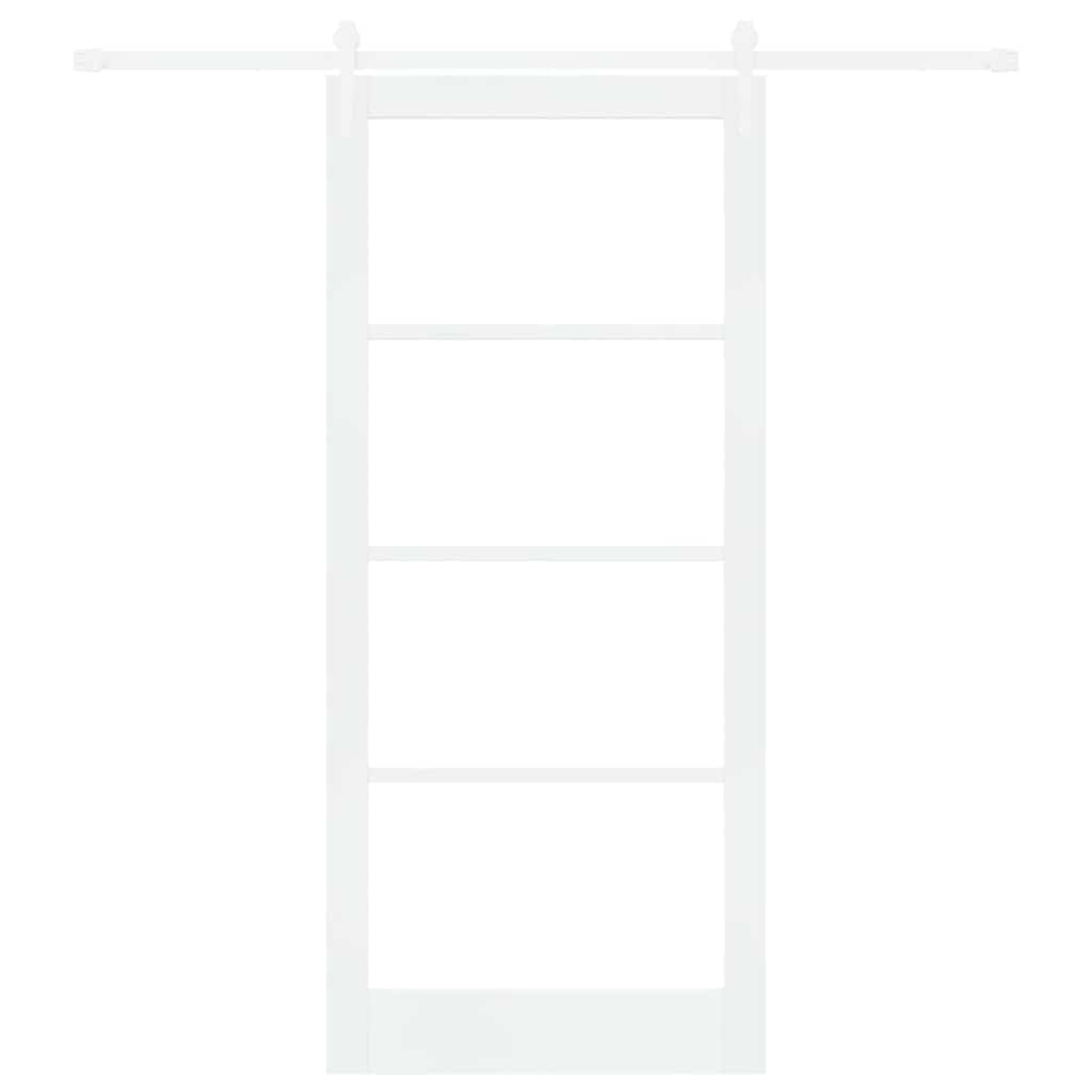Skydedør 93 x 211 cm Massivt fyrretræ og glas Hvid