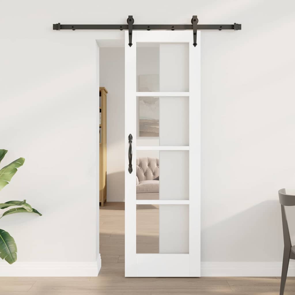 Skydedør ORKDAL 61 x 198,5 cm Massivt fyrretræ og glas Hvid