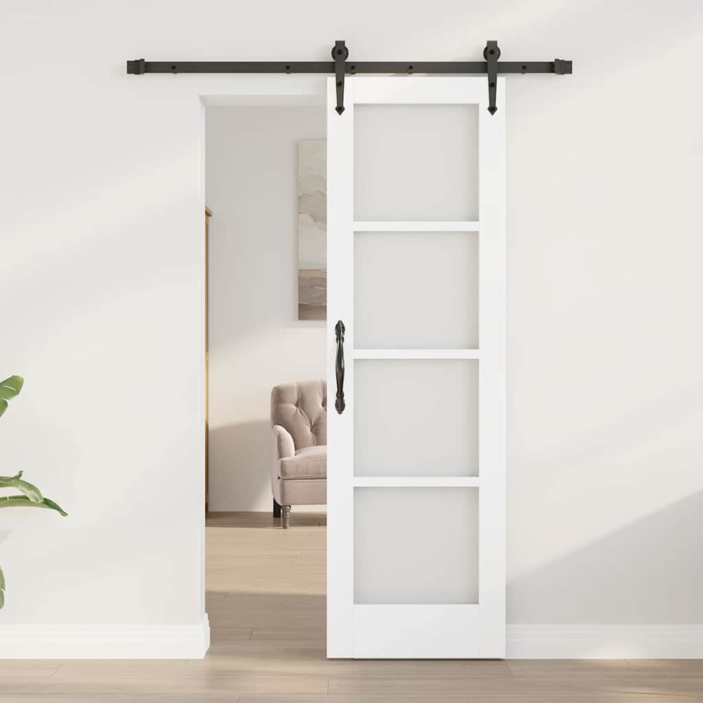 Skydedør ORKDAL 61 x 198,5 cm Massivt fyrretræ og glas Hvid
