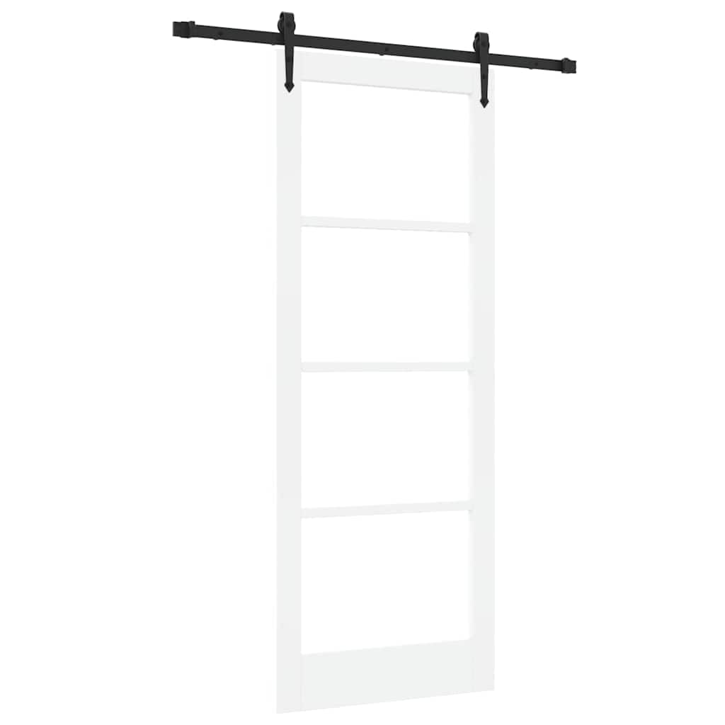 Skydedør ORKDAL 83 x 211 cm Massivt fyrretræ og glas Hvid