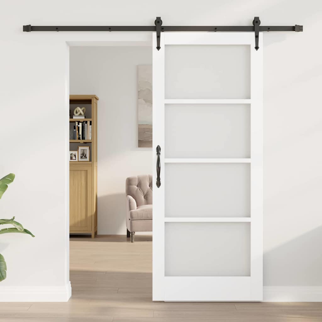 Skydedør ORKDAL 83 x 202 cm Massivt fyrretræ og glas Hvid