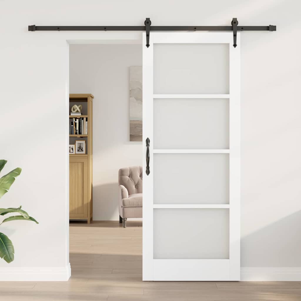 Skydedør ORKDAL 83 x 211 cm Massivt fyrretræ og glas Hvid