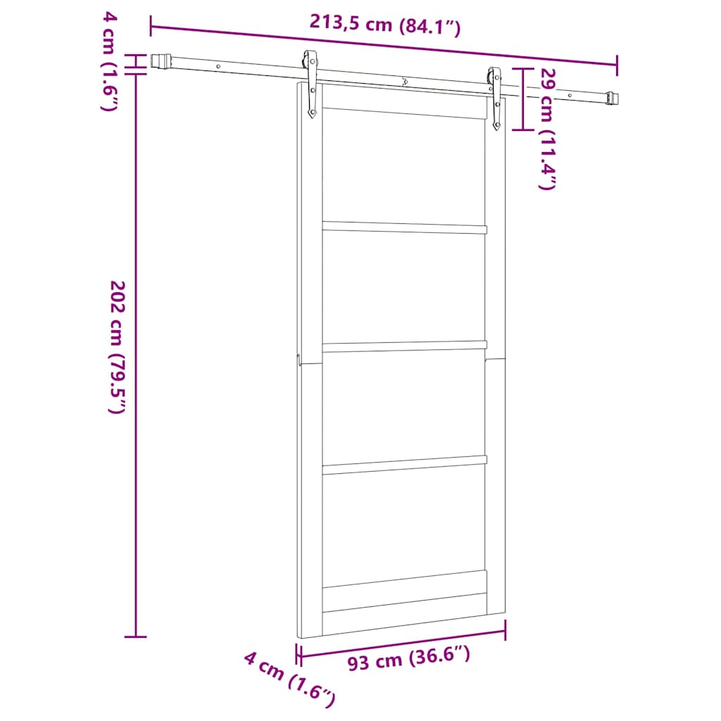Skydedør ORKDAL 93 x 211 cm Massivt fyrretræ og glas Hvid