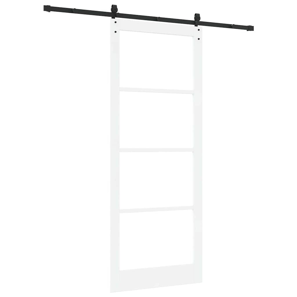 Skydedør ORKDAL 93 x 232 cm Massivt fyrretræ og glas Hvid