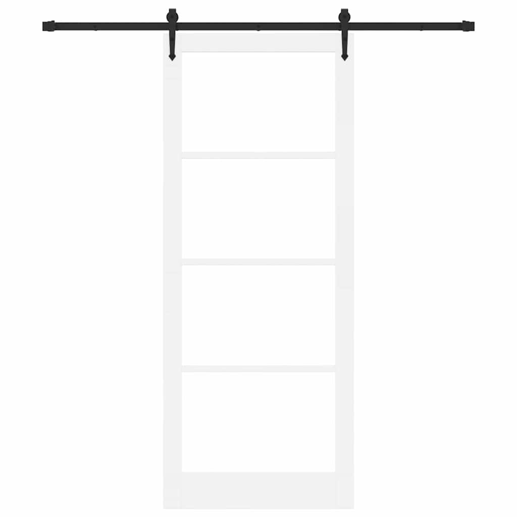Skydedør ORKDAL 93 x 232 cm Massivt fyrretræ og glas Hvid