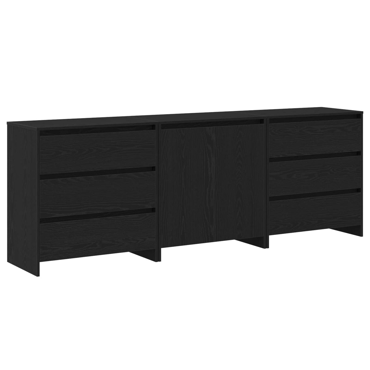 Sideboard 3 stk. Sort 70 x 41 x 75 cm Konstrueret træ