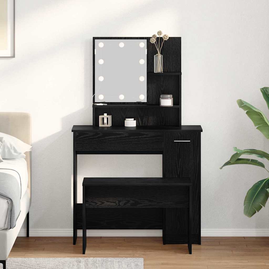LED Smykkebord Set 2 stk. Sort eg 86,5 x 35 x 136 cm