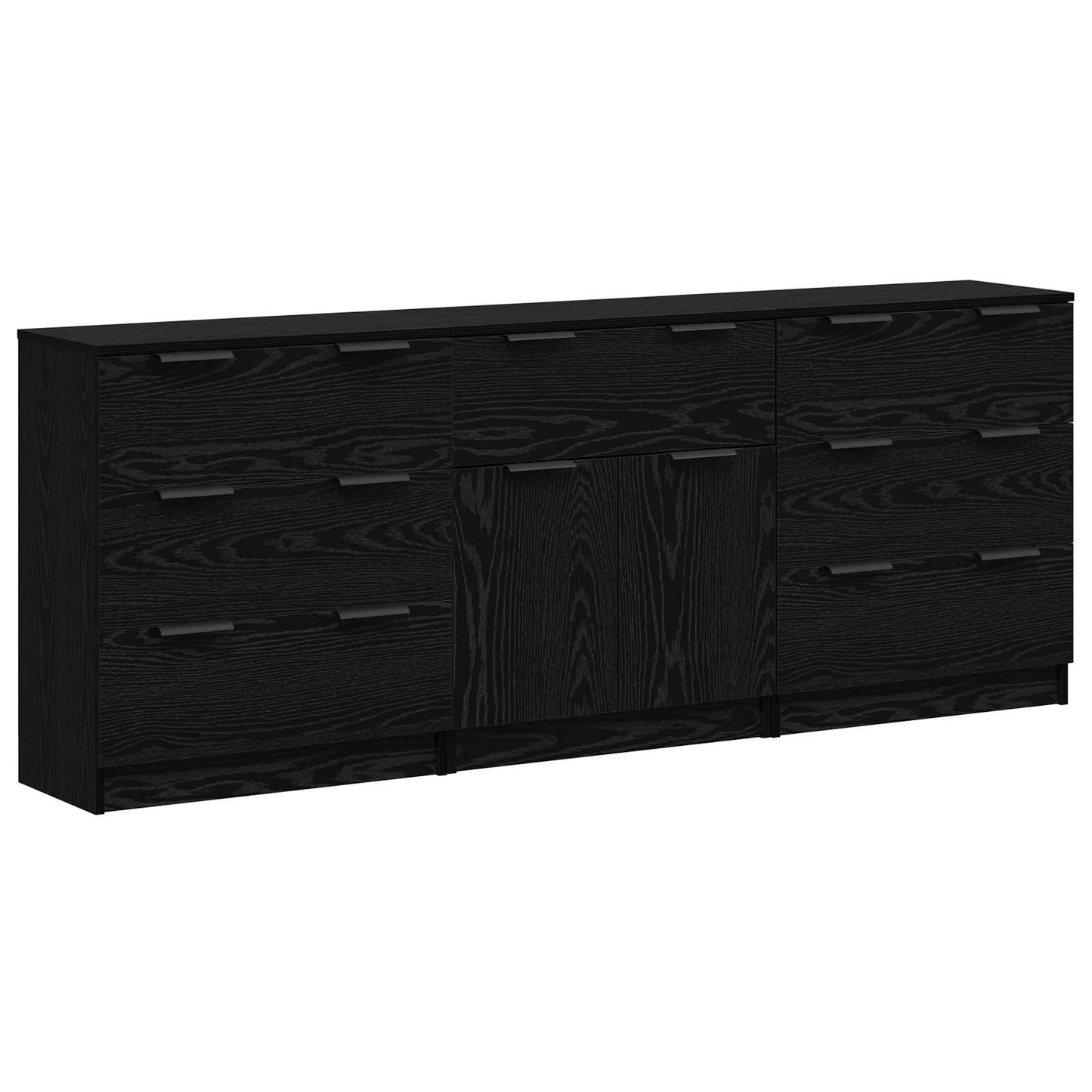 Sideboard 3 stk. Sort eg 181 x 30 x 70 cm Konstrueret træ