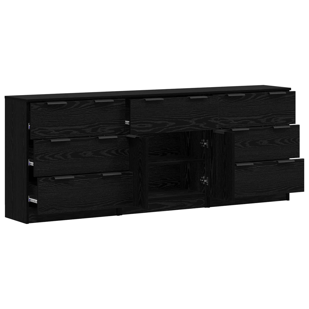 Sideboard 3 stk. Sort eg 181 x 30 x 70 cm Konstrueret træ