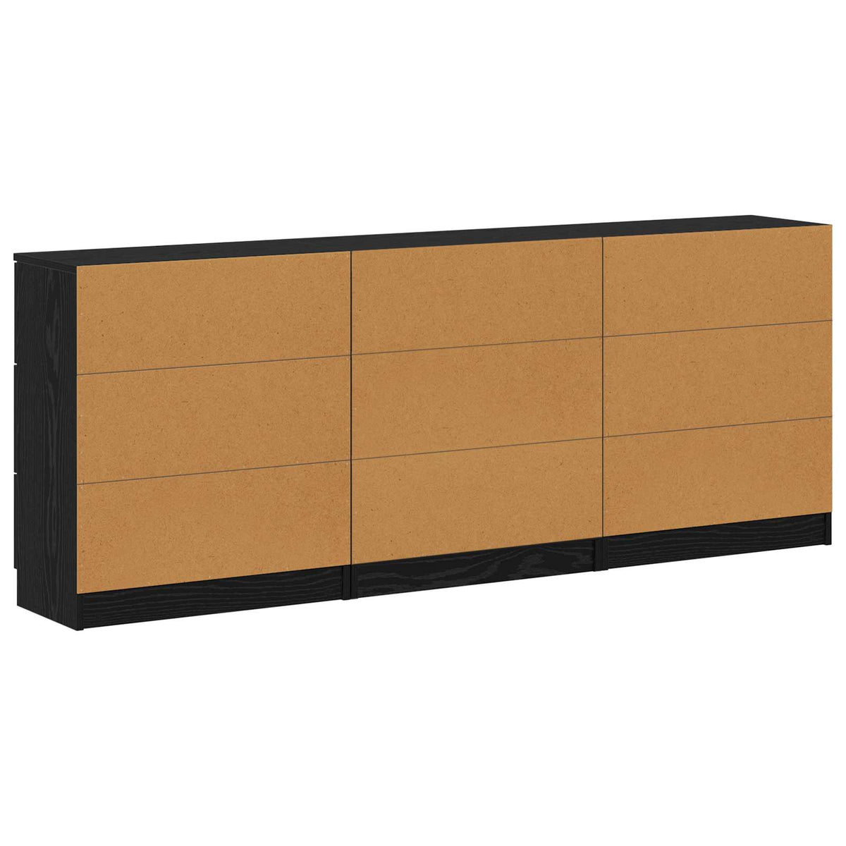 Sideboard 3 stk. Sort eg 181 x 30 x 70 cm Konstrueret træ