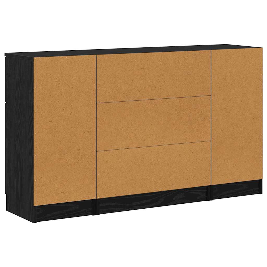 Sideboard 3 stk. Sort eg 121 x 30 x 70 cm Konstrueret træ