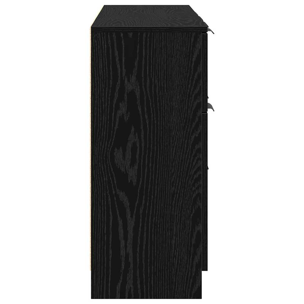 Sideboard 3 stk. Sort eg 121 x 30 x 70 cm Konstrueret træ