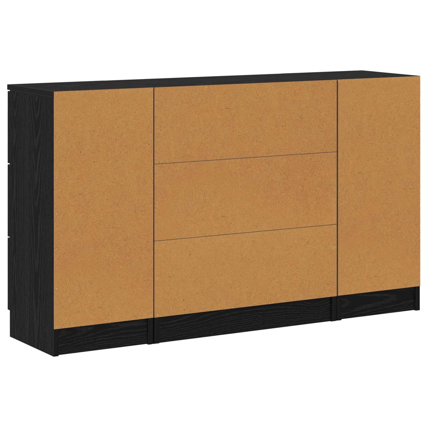 Sideboard 3 stk. Sort eg 121 x 30 x 70 cm Konstrueret træ