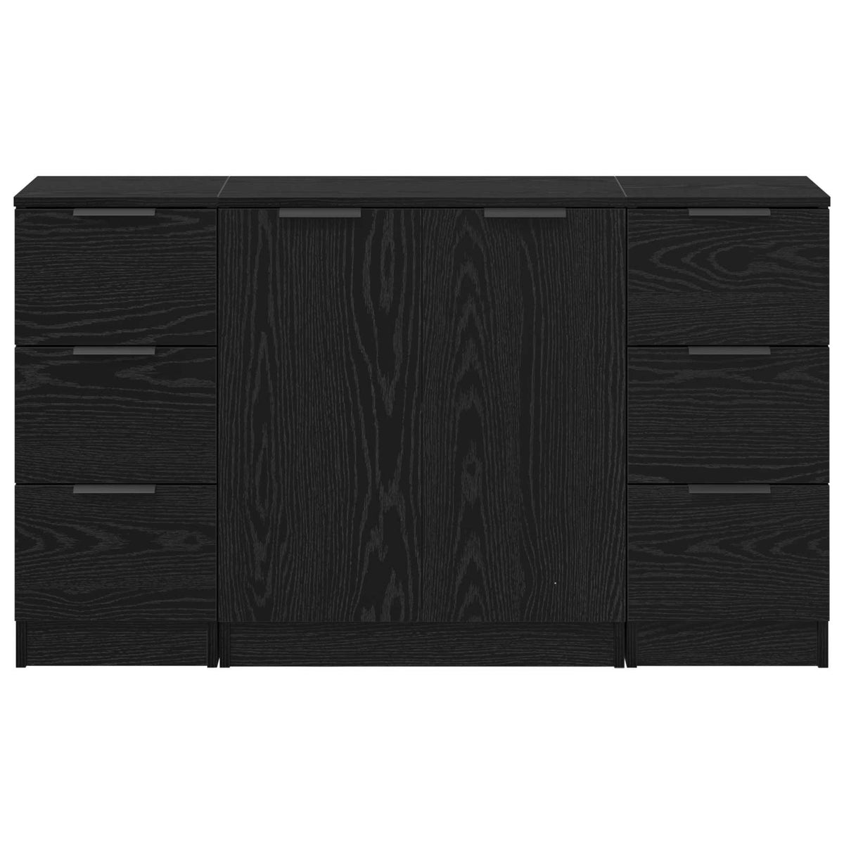 Sideboard 3 stk. Sort eg 121 x 30 x 70 cm Konstrueret træ