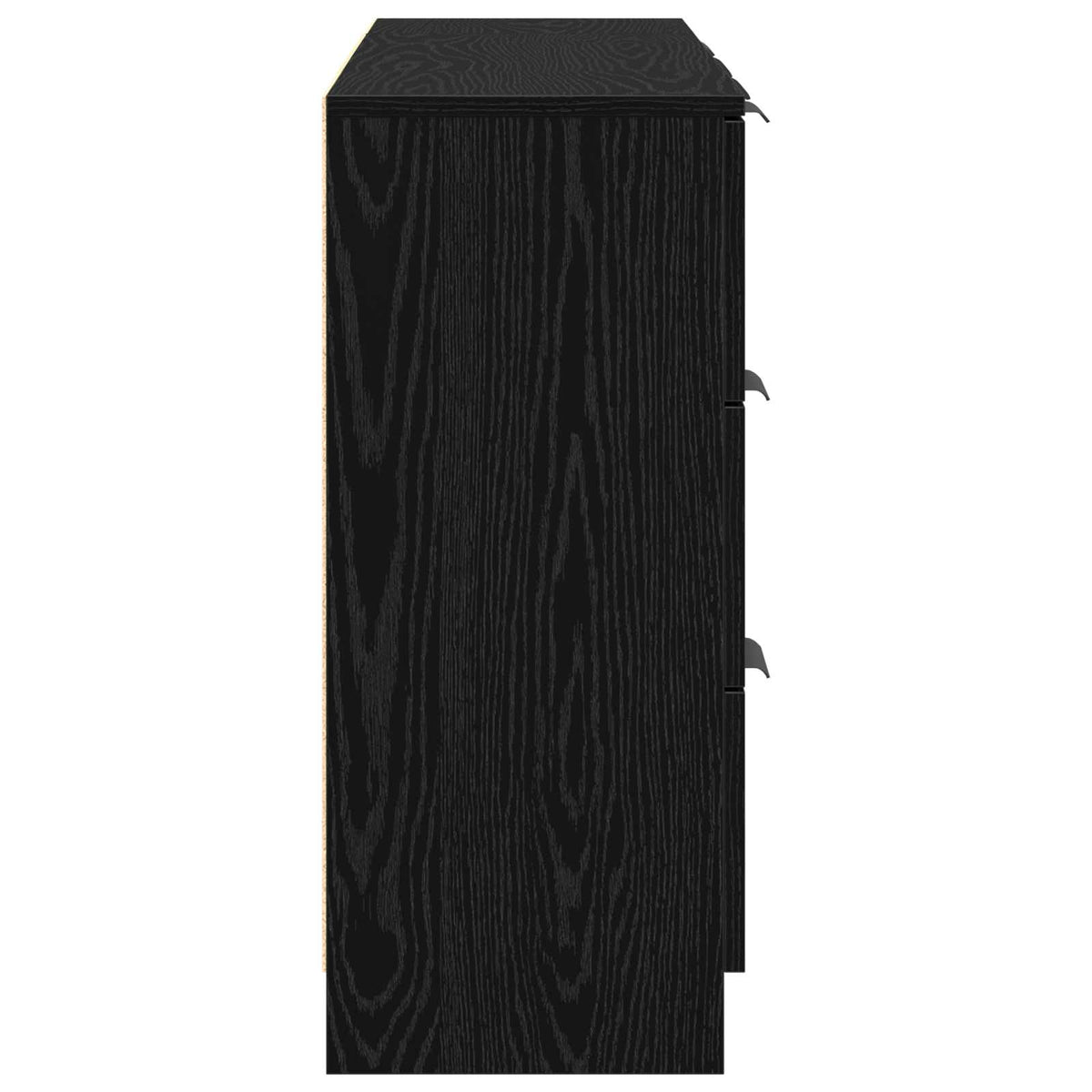 Sideboard 3 stk. Sort eg 121 x 30 x 70 cm Konstrueret træ