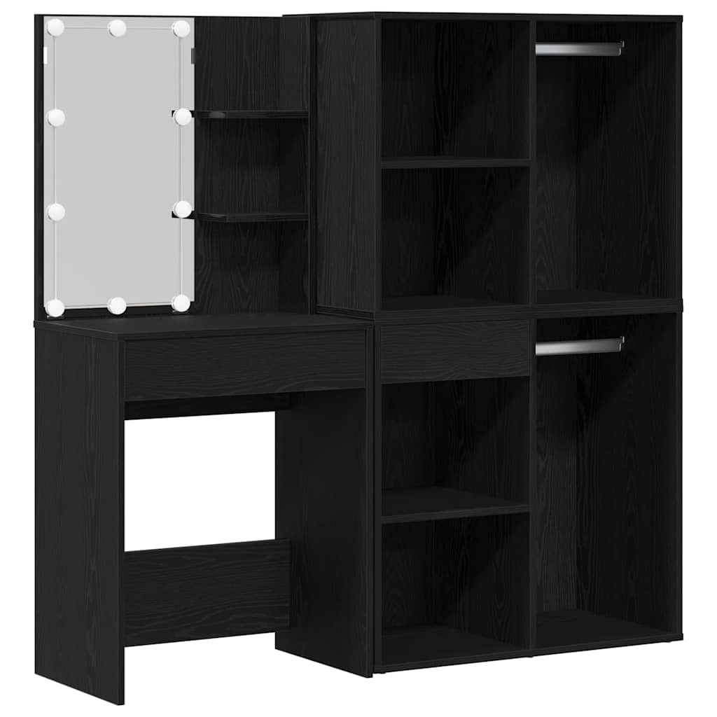 LED Smykkebord Set Sort eg 140 x 40 x 140 cm Konstrueret træ