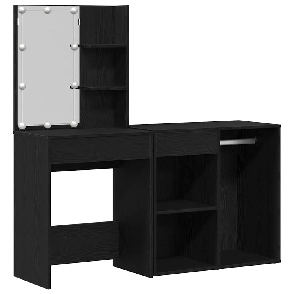 LED Smykkebord Set Sort eg 140 x 40 x 140 cm Konstrueret træ