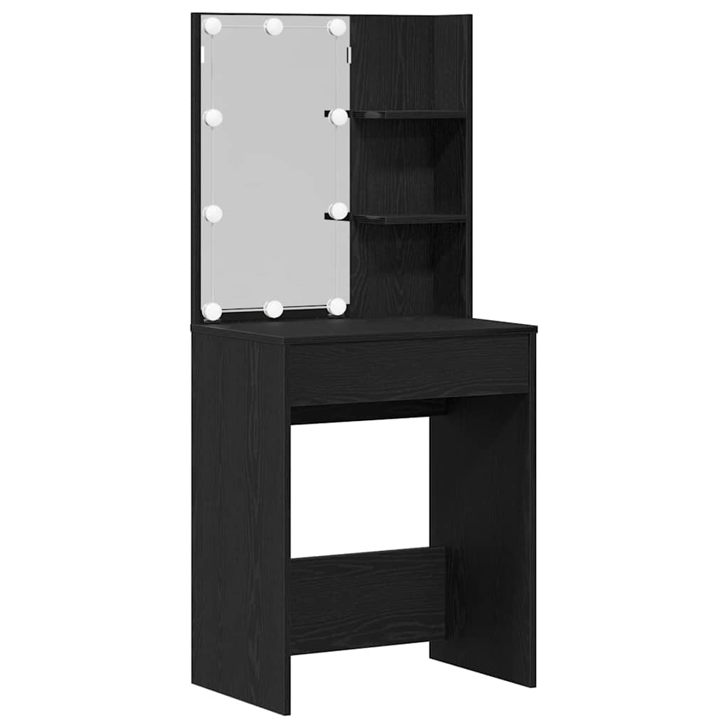 LED Smykkebord Set Sort eg 140 x 40 x 140 cm Konstrueret træ