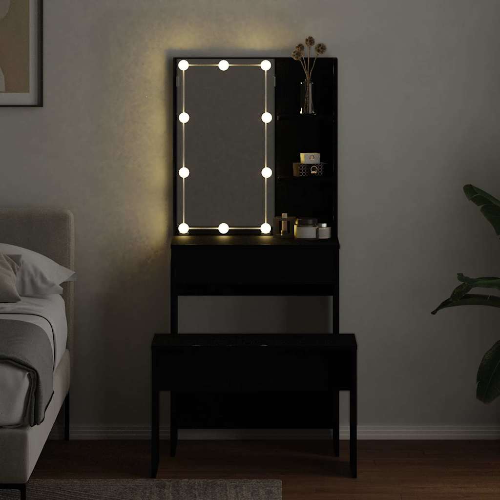 LED Smykkebord Set 2 stk. Sort eg 60 x 40 x 140 cm