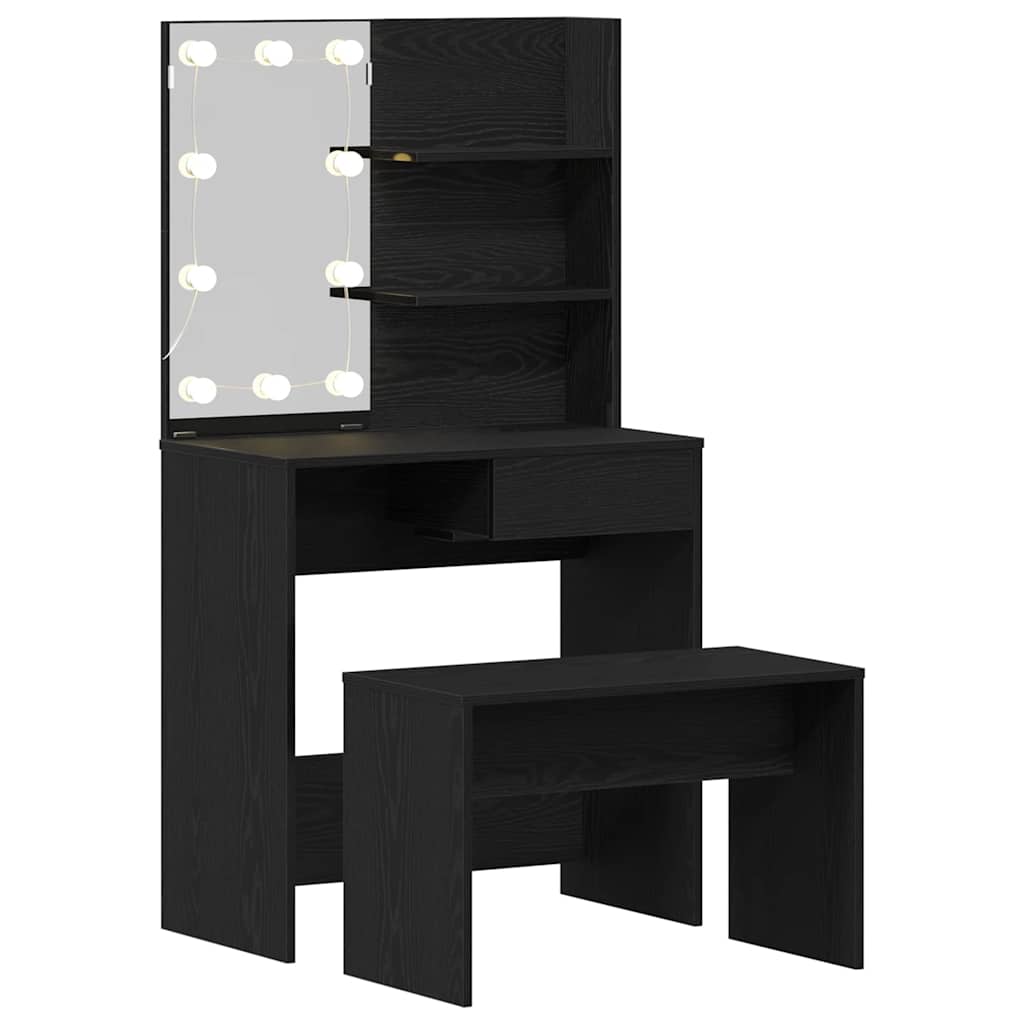 LED Smykkebord Set 2 stk. Sort eg 74,5 x 40 x 141 cm