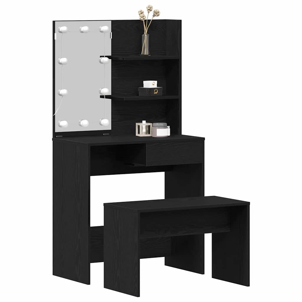 LED Smykkebord Set 2 stk. Sort eg 74,5 x 40 x 141 cm
