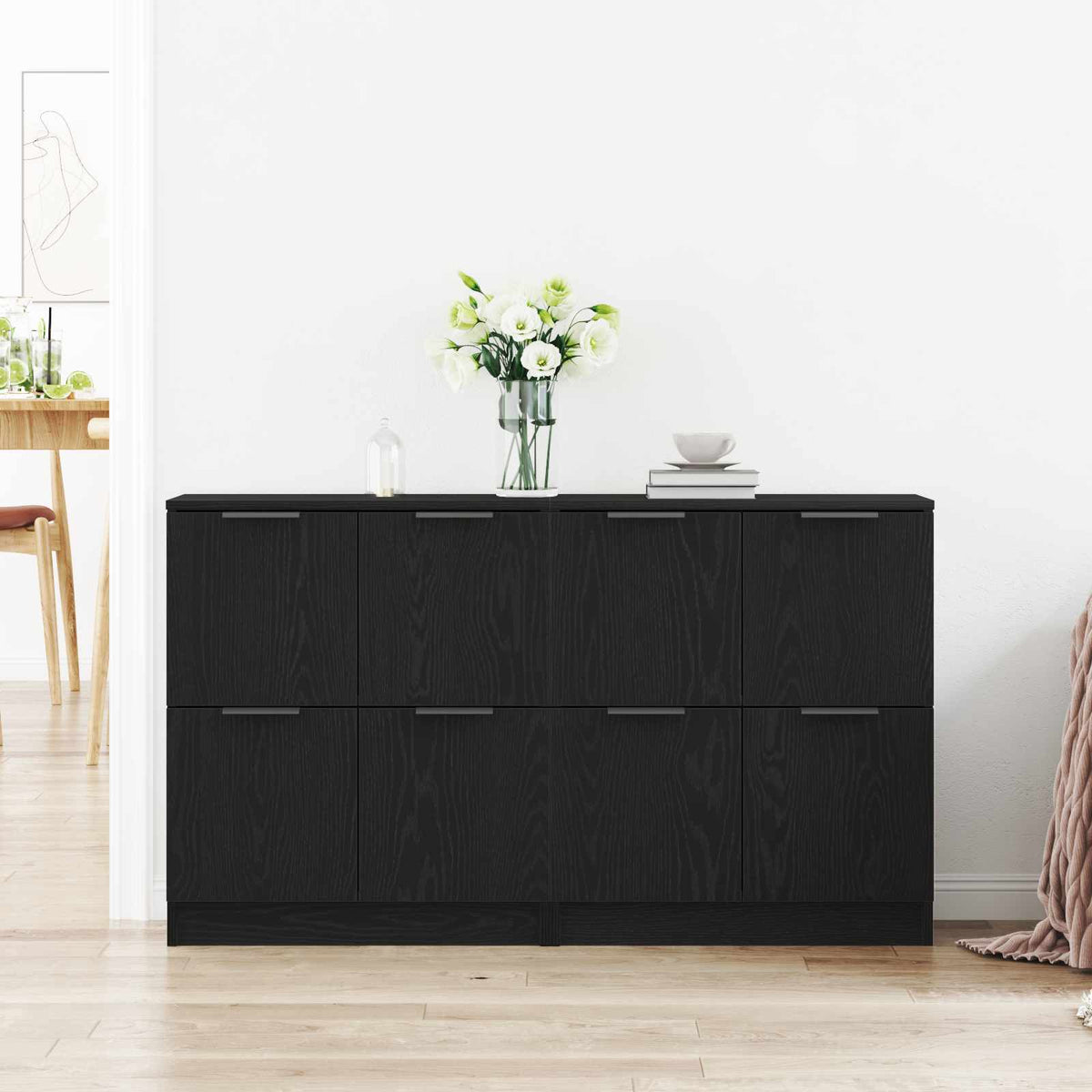 Sideboard 2 stk. Sort eg 60 x 30 x 70 cm Konstrueret træ