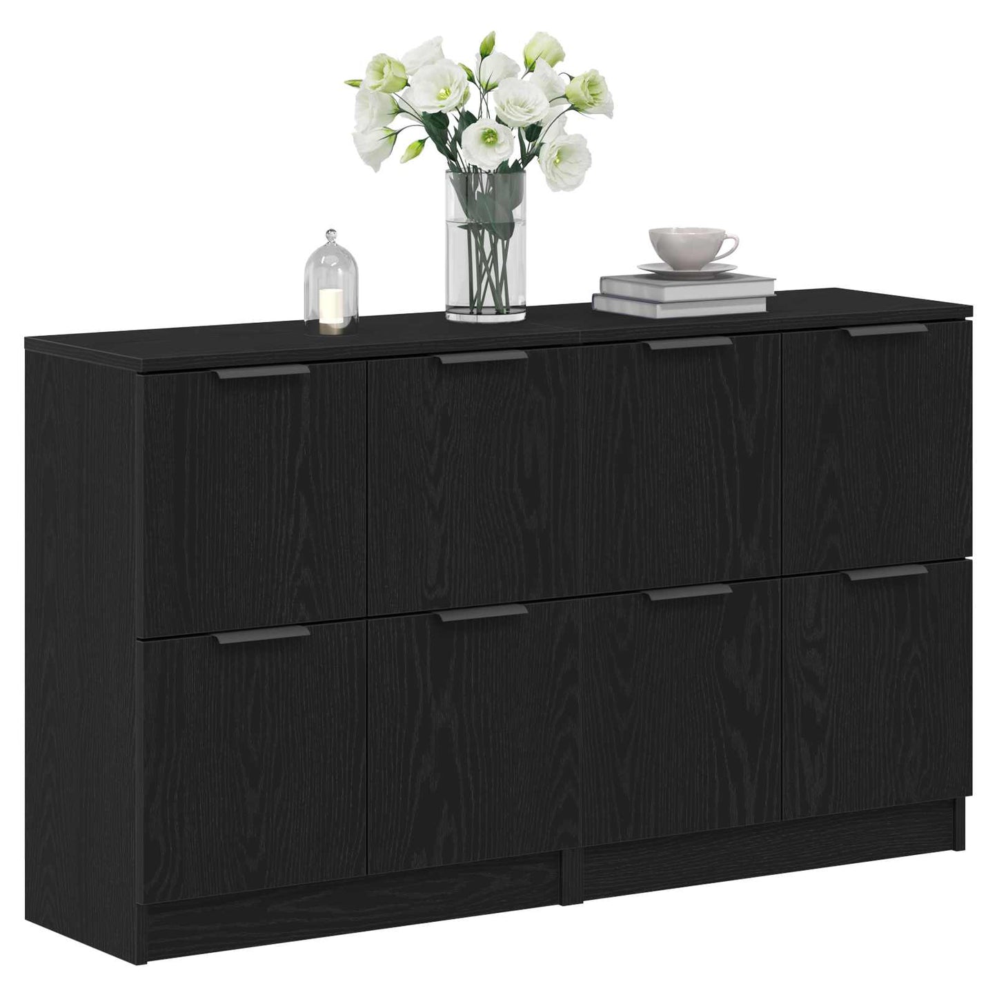 Sideboard 2 stk. Sort eg 60 x 30 x 70 cm Konstrueret træ