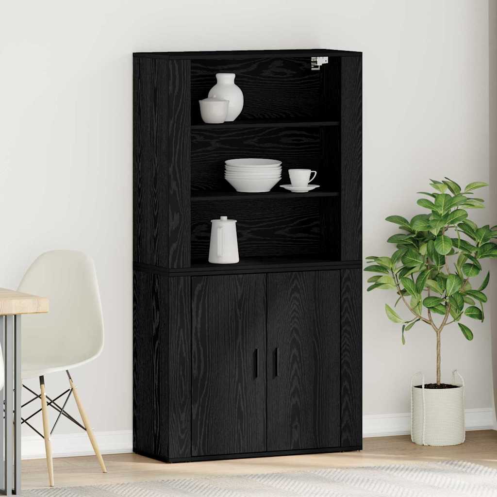 Highboard Sort eg 80 x 33 x 150 cm Konstrueret træ
