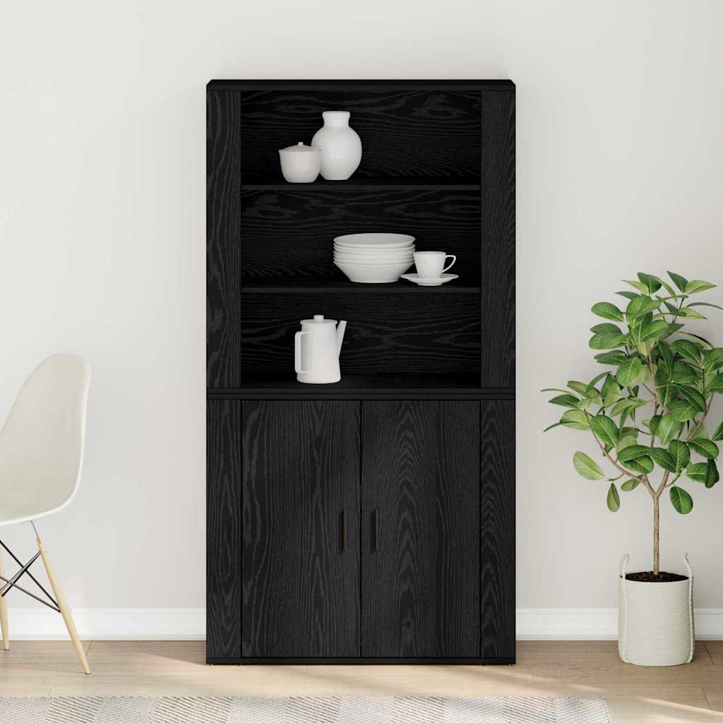 Highboard Sort eg 80 x 33 x 150 cm Konstrueret træ