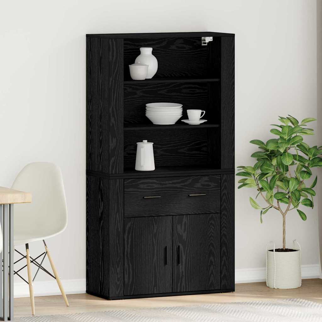 Highboard Sort eg 80 x 33 x 150 cm Konstrueret træ