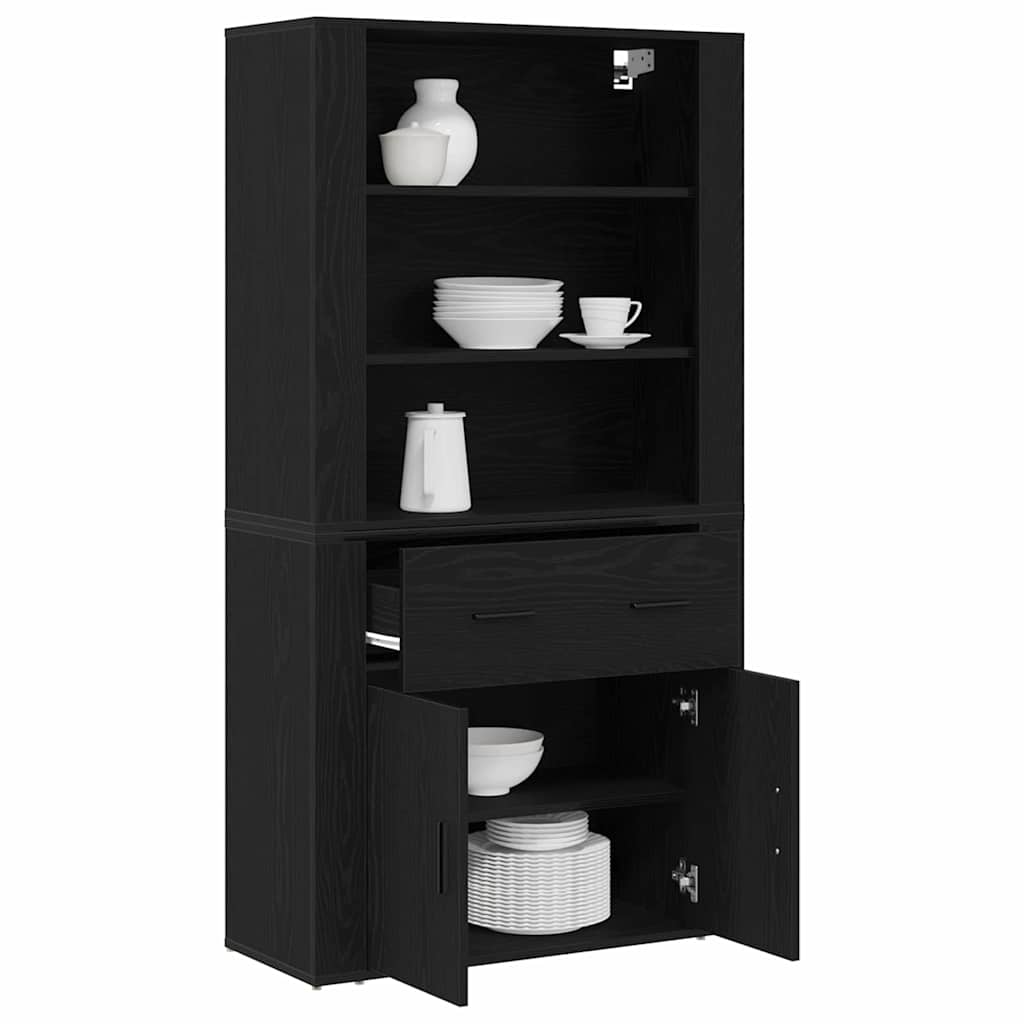 Highboard Sort eg 80 x 33 x 150 cm Konstrueret træ