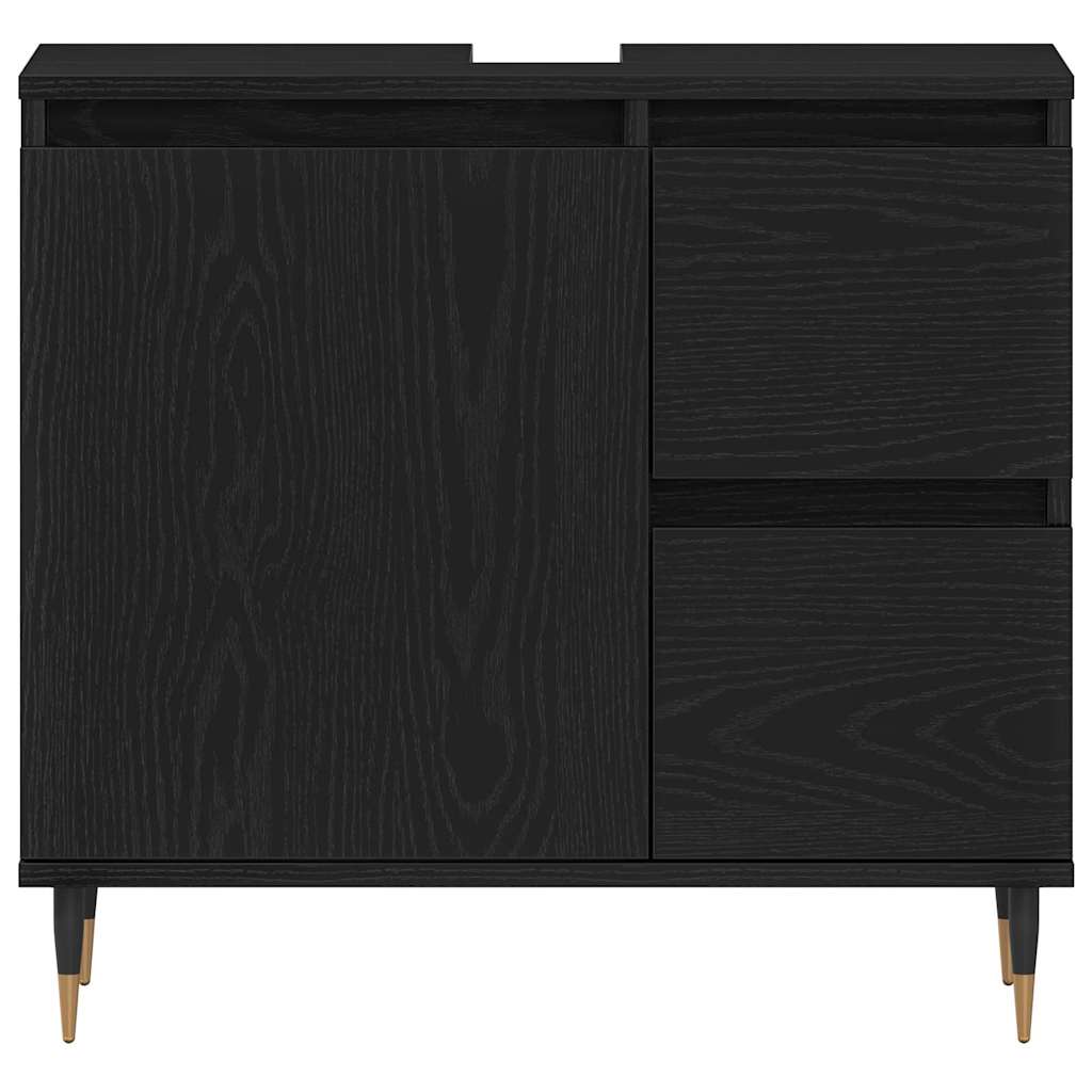 Badeværelsesmøbel sæt 3 stk. Sort eg 30 x 30 x 190 cm