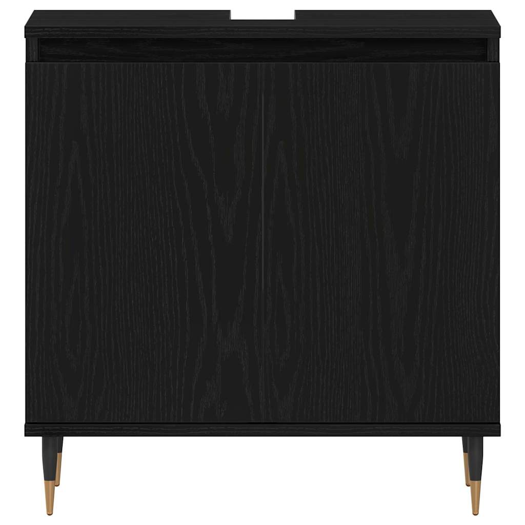 Badeværelsesmøbel sæt 3 stk. Sort eg 30 x 30 x 190 cm