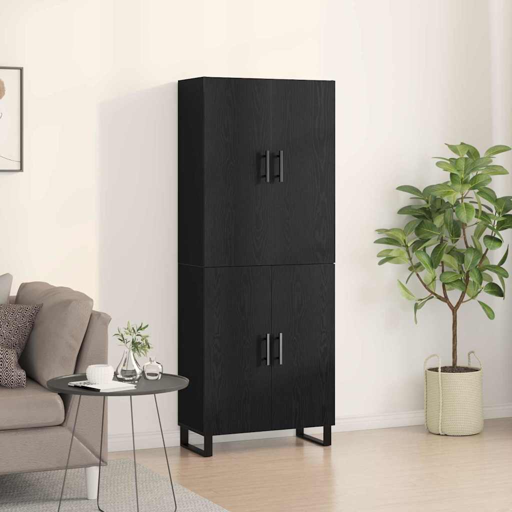 Highboard 2 stk. Sort eg 69,5 x 34 x 180 cm Ingeniørtræ og glas
