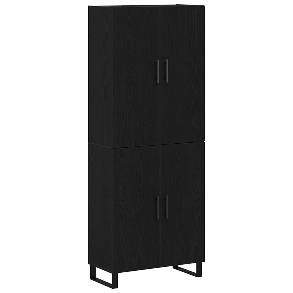 Highboard 2 stk. Sort eg 69,5 x 34 x 180 cm Ingeniørtræ og glas
